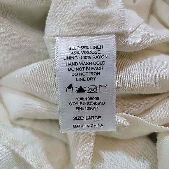 Shinestar Linen Shorts Womens L White Belted Button Fly High Waist Paperbag Boho - Picture 8 of 12